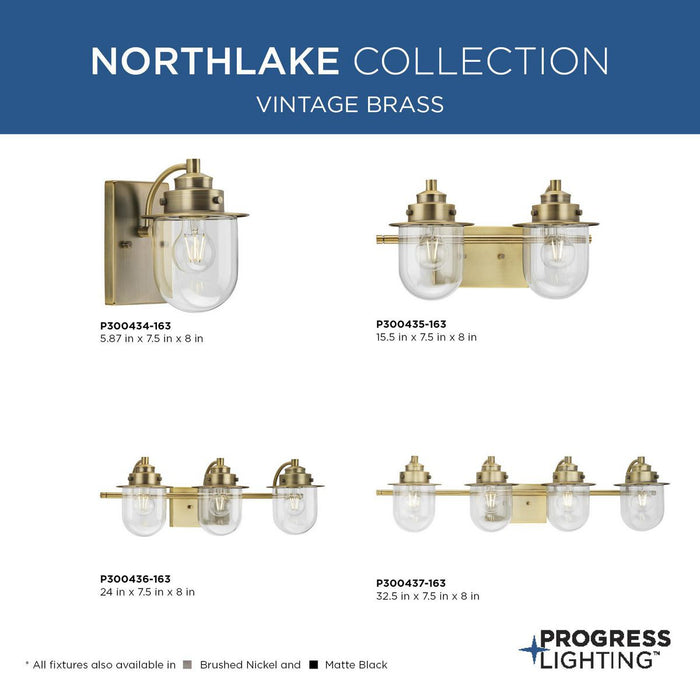Progress Lighting Northlake Collection Three-Light Bath And Vanity Fixture Vintage Brass (P300436-163)
