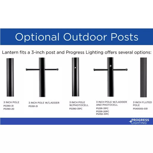 Progress Lighting 94540093031 Padgett 1 Light 100W Outdoor Post Lantern Medium Base Black (P540093-031)