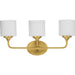 Progress Lighting Lynzie Collection Three-Light Bath And Vanity Fixture Brushed Gold (P2803-191)