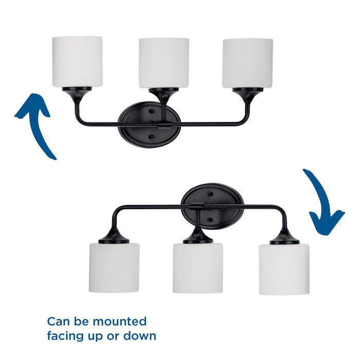 Progress Lighting Lynzie Collection Three-Light Bath And Vanity Fixture Matte Black (P2803-31M)