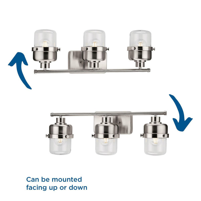 Progress Lighting Beckner Collection Three-Light Bath And Vanity Fixture Brushed Nickel (P300424-009)