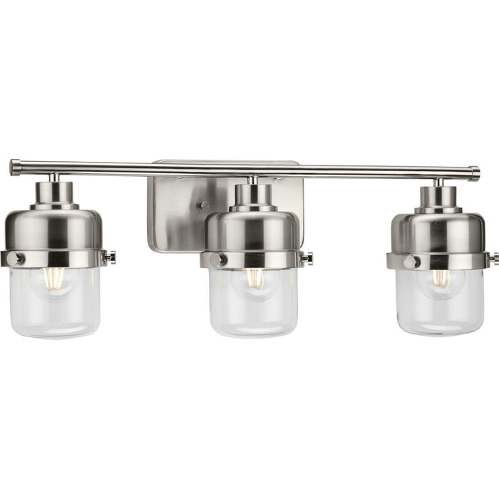 Progress Lighting Beckner Collection Three-Light Bath And Vanity Fixture Brushed Nickel (P300424-009)