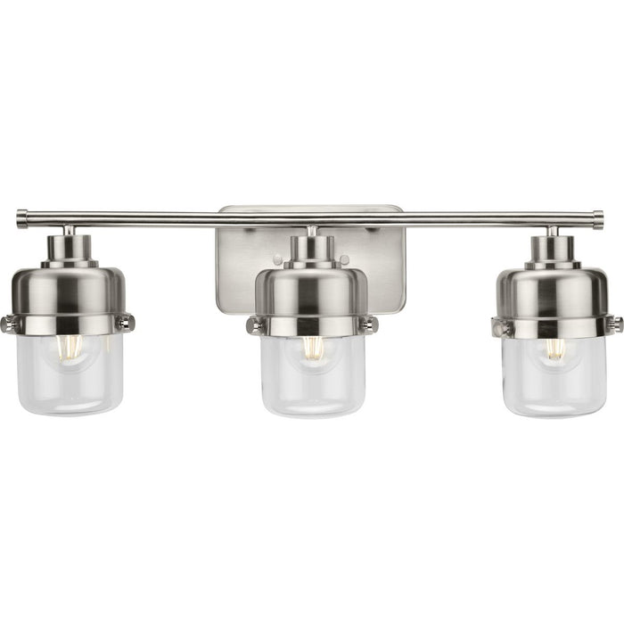 Progress Lighting Beckner Collection Three-Light Bath And Vanity Fixture Brushed Nickel (P300424-009)