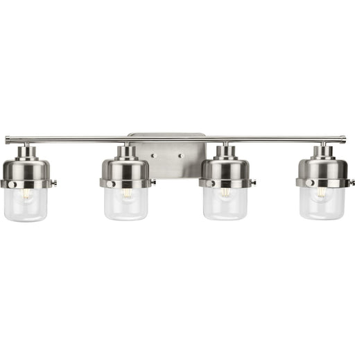 Progress Lighting Beckner Collection Four-Light Bath And Vanity Fixture Brushed Nickel (P300425-009)