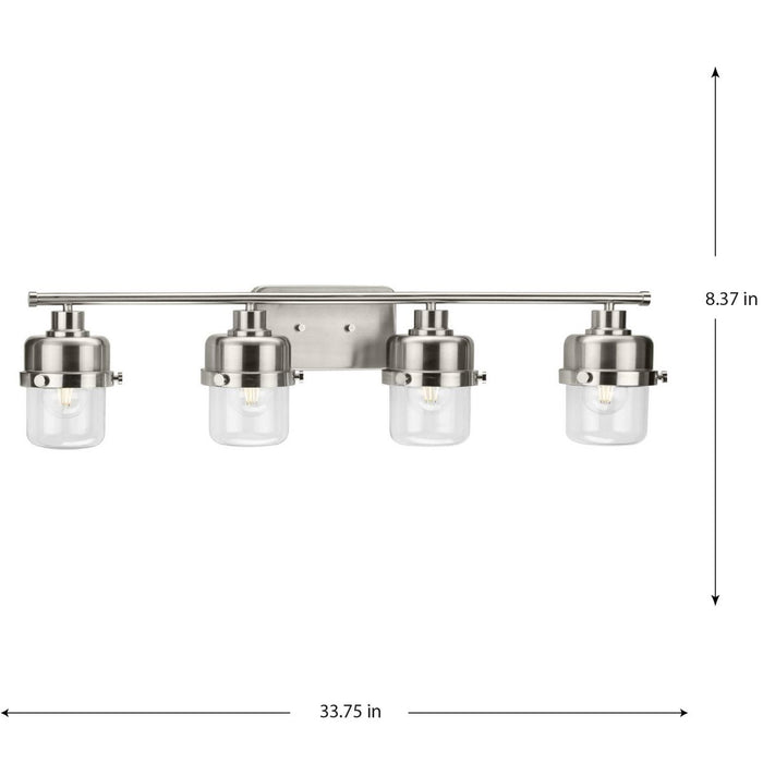 Progress Lighting Beckner Collection Four-Light Bath And Vanity Fixture Brushed Nickel (P300425-009)