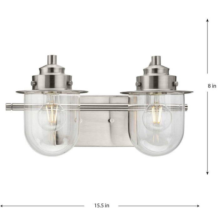 Progress Lighting Northlake Collection Two-Light Bath And Vanity Fixture Brushed Nickel (P300435-009)