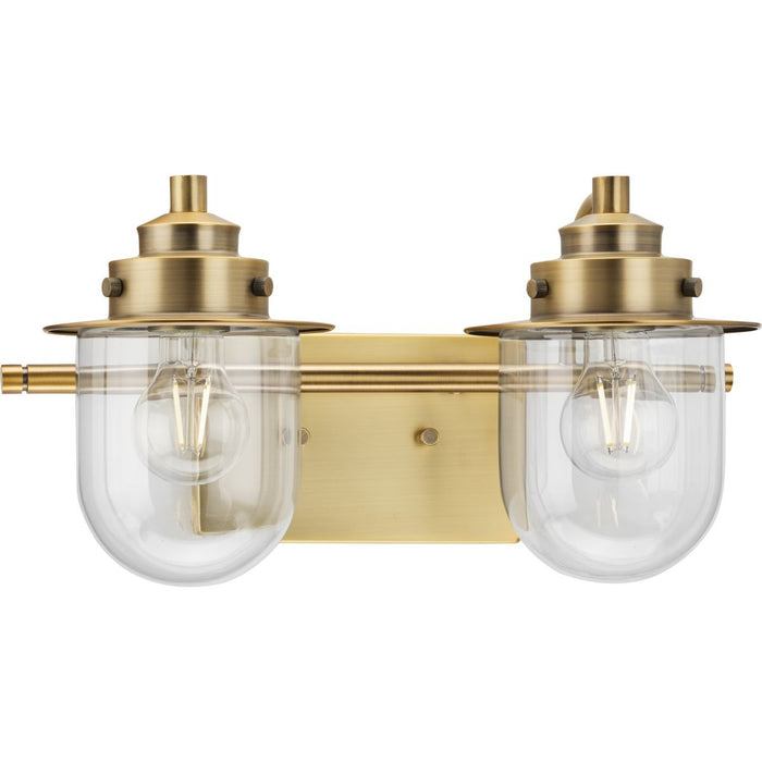 Progress Lighting Northlake Collection Two-Light Bath And Vanity Fixture Vintage Brass (P300435-163)