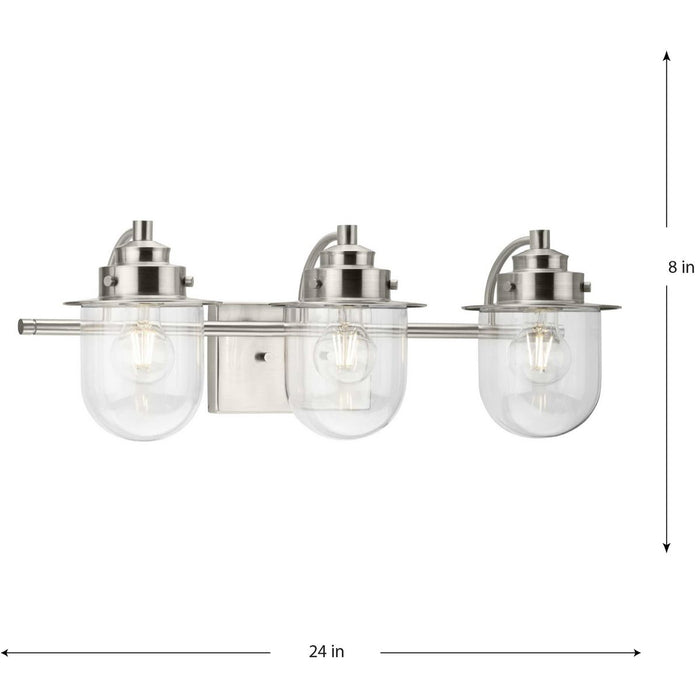 Progress Lighting Northlake Collection Three-Light Bath And Vanity Fixture Brushed Nickel (P300436-009)