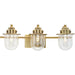 Progress Lighting Northlake Collection Three-Light Bath And Vanity Fixture Vintage Brass (P300436-163)