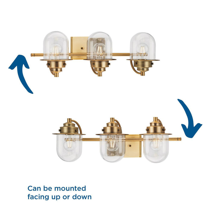 Progress Lighting Northlake Collection Three-Light Bath And Vanity Fixture Vintage Brass (P300436-163)