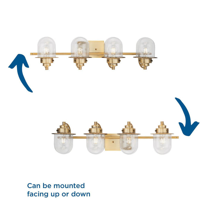 Progress Lighting Northlake Collection Four-Light Bath And Vanity Fixture Vintage Brass (P300437-163)