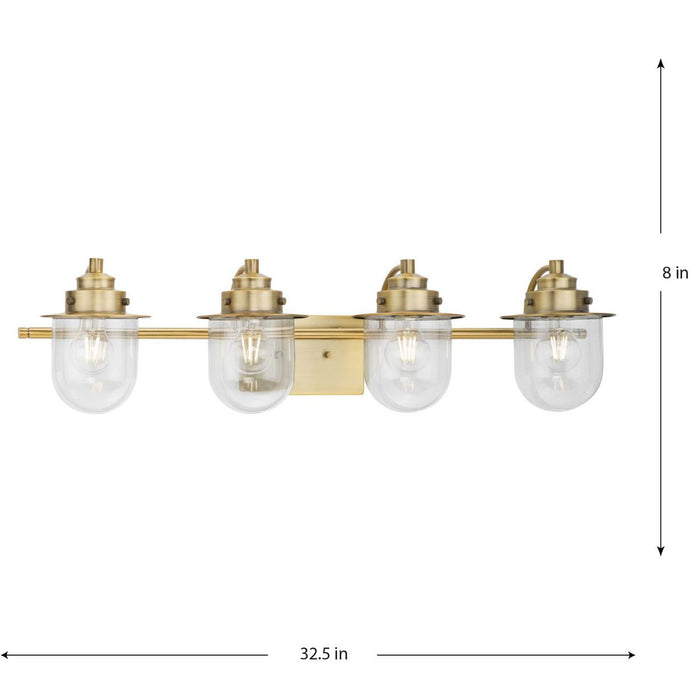 Progress Lighting Northlake Collection Four-Light Bath And Vanity Fixture Vintage Brass (P300437-163)