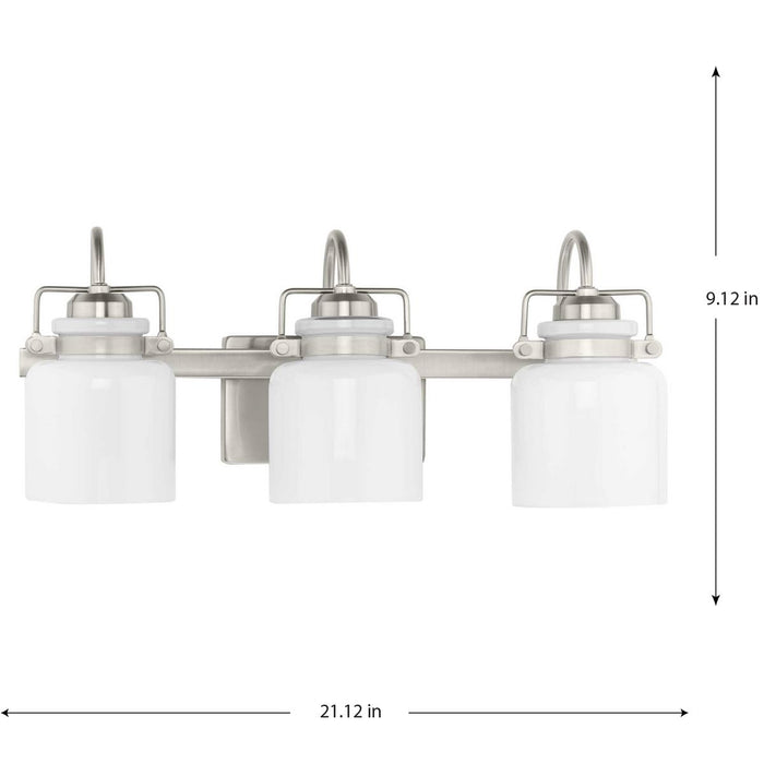 Progress Lighting Fessler Collection Three-Light Bath And Vanity Fixture Brushed Nickel (P300440-009)