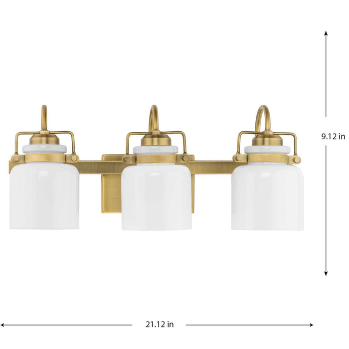 Progress Lighting Fessler Collection Three-Light Bath And Vanity Fixture Vintage Brass (P300440-163)