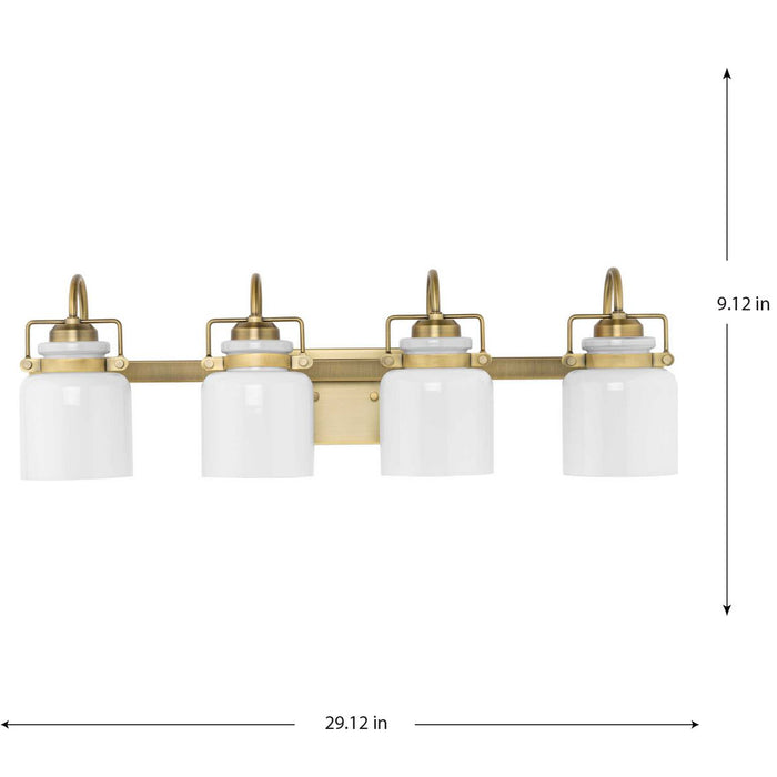 Progress Lighting Fessler Collection Four-Light Bath And Vanity Fixture Vintage Brass (P300441-163)