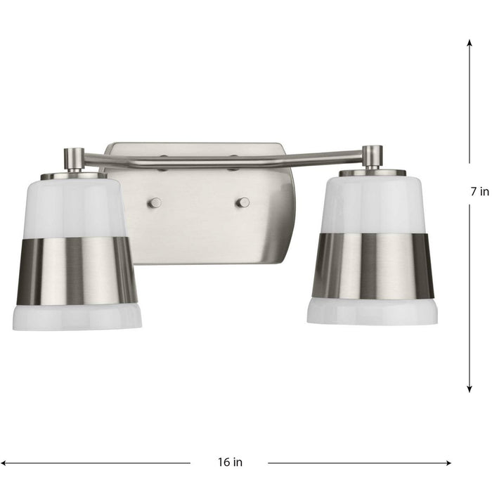 Progress Lighting Haven Collection Two-Light Bath And Vanity Fixture Brushed Nickel (P300443-009)