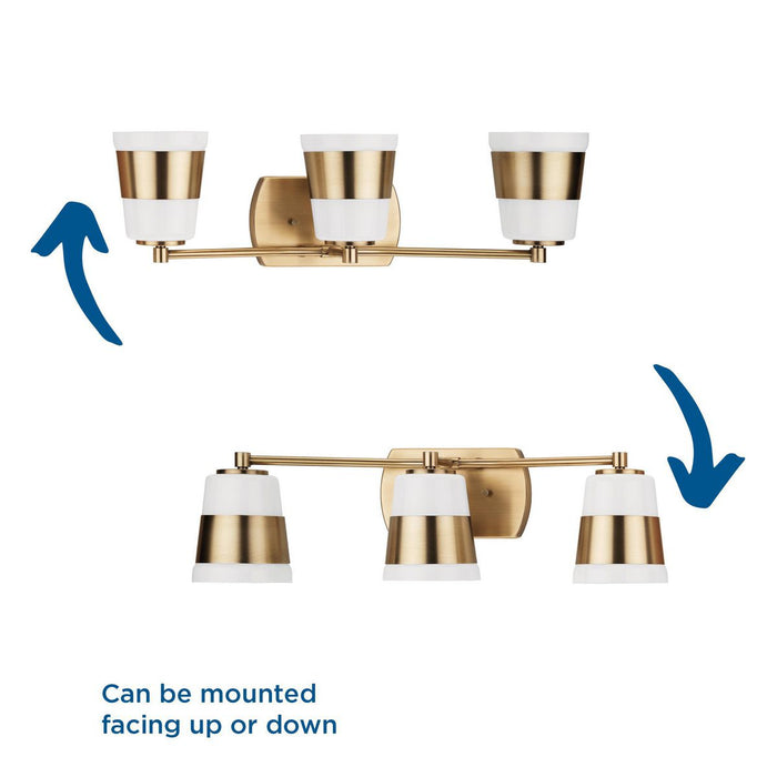 Progress Lighting Haven Collection Three-Light Bath And Vanity Fixture Vintage Brass (P300444-163)