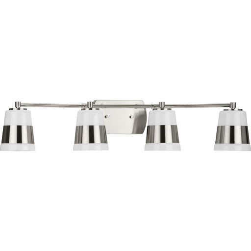 Progress Lighting Haven Collection Four-Light Bath And Vanity Fixture Brushed Nickel (P300445-009)