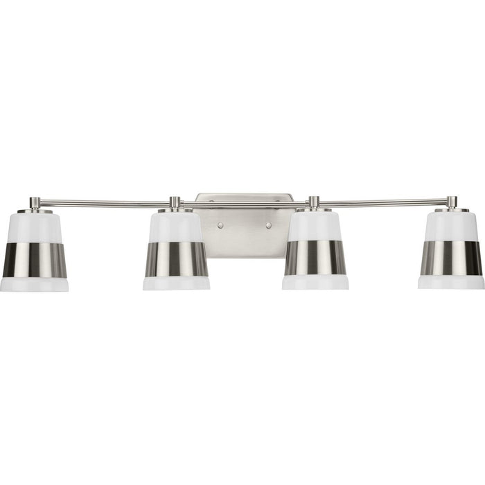 Progress Lighting Haven Collection Four-Light Bath And Vanity Fixture Brushed Nickel (P300445-009)