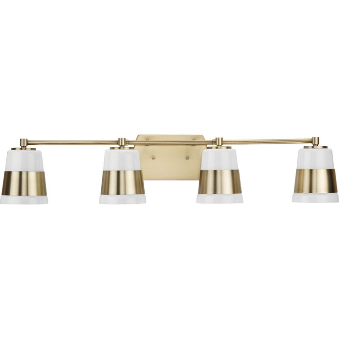 Progress Lighting Haven Collection Four-Light Bath And Vanity Fixture Vintage Brass (P300445-163)