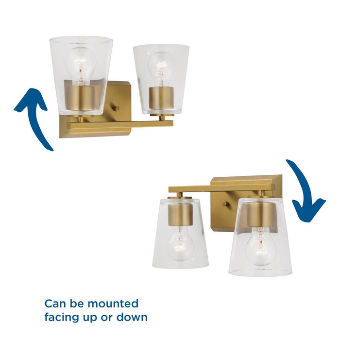 Progress Lighting Vertex Collection Two-Light Bath And Vanity Fixture Brushed Gold (P300458-191)