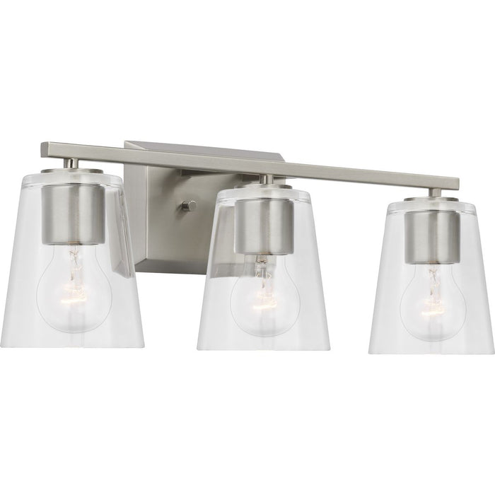 Progress Lighting Vertex Collection Three-Light Bath And Vanity Fixture Brushed Nickel (P300459-009)