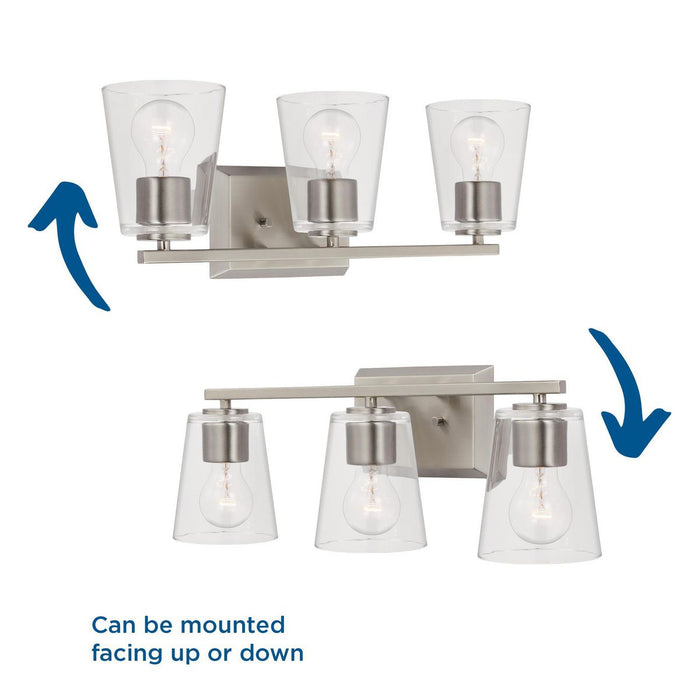 Progress Lighting Vertex Collection Three-Light Bath And Vanity Fixture Brushed Nickel (P300459-009)