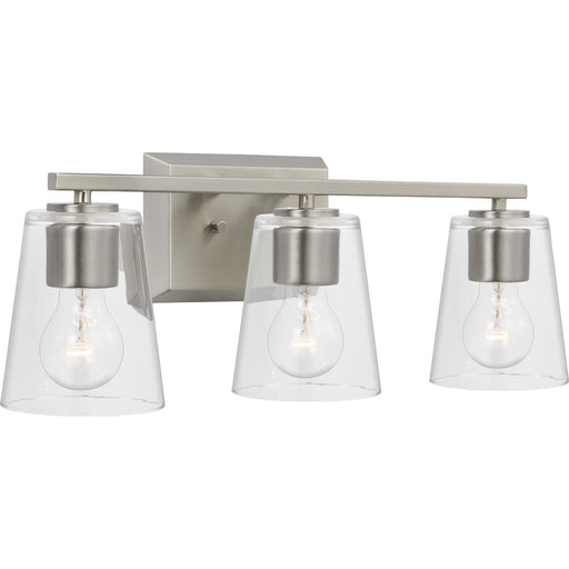 Progress Lighting Vertex Collection Three-Light Bath And Vanity Fixture Brushed Nickel (P300459-009)