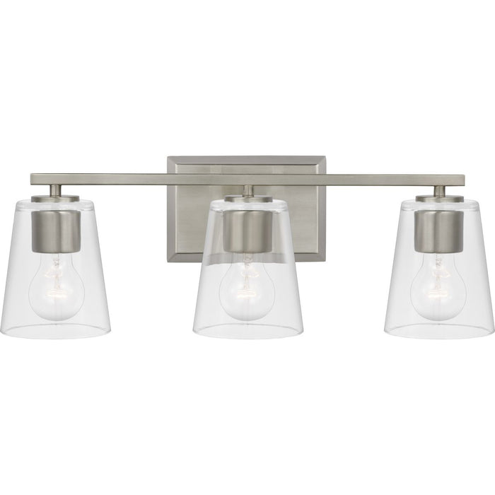 Progress Lighting Vertex Collection Three-Light Bath And Vanity Fixture Brushed Nickel (P300459-009)