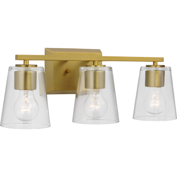 Progress Lighting Vertex Collection Three-Light Bath And Vanity Fixture Brushed Gold (P300459-191)