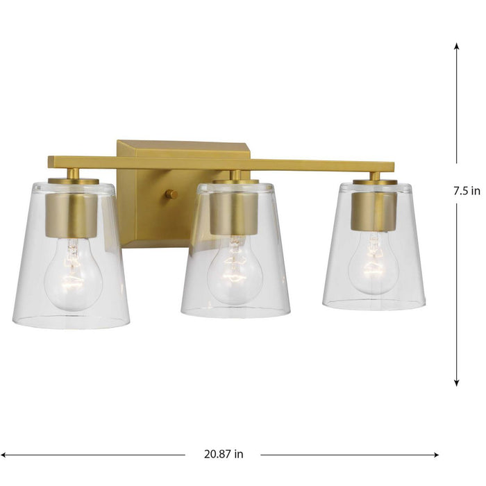 Progress Lighting Vertex Collection Three-Light Bath And Vanity Fixture Brushed Gold (P300459-191)