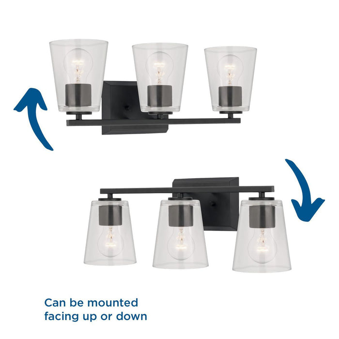 Progress Lighting Vertex Collection Three-Light Bath And Vanity Fixture Matte Black (P300459-31M)