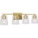 Progress Lighting Vertex Collection Four-Light Bath And Vanity Fixture Brushed Gold (P300460-191)