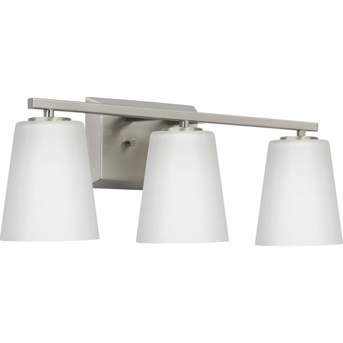 Progress Lighting Vertex Collection Three-Light Bath And Vanity Fixture Brushed Nickel (P300463-009)