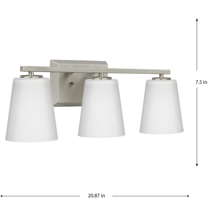 Progress Lighting Vertex Collection Three-Light Bath And Vanity Fixture Brushed Nickel (P300463-009)