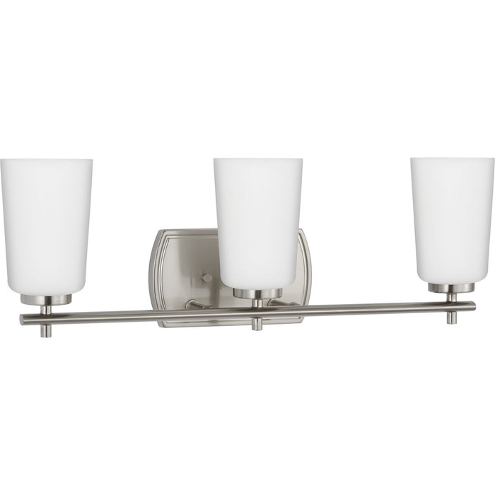 Progress Lighting Adley Collection Three-Light Bath And Vanity Fixture Brushed Nickel (P300467-009)