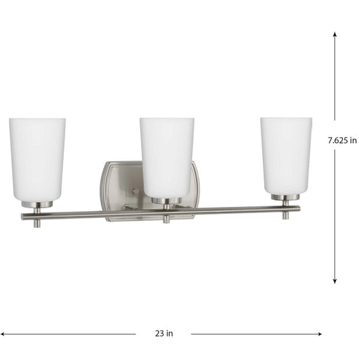 Progress Lighting Adley Collection Three-Light Bath And Vanity Fixture Brushed Nickel (P300467-009)