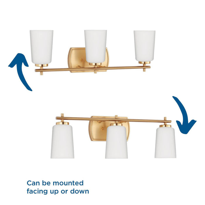 Progress Lighting Adley Collection Three-Light Bath And Vanity Fixture Satin Brass (P300467-012)