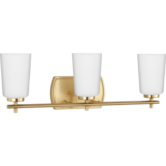 Progress Lighting Adley Collection Three-Light Bath And Vanity Fixture Satin Brass (P300467-012)