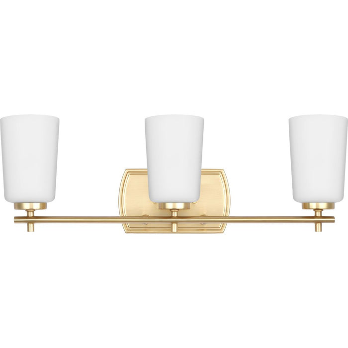 Progress Lighting Adley Collection Three-Light Bath And Vanity Fixture Satin Brass (P300467-012)