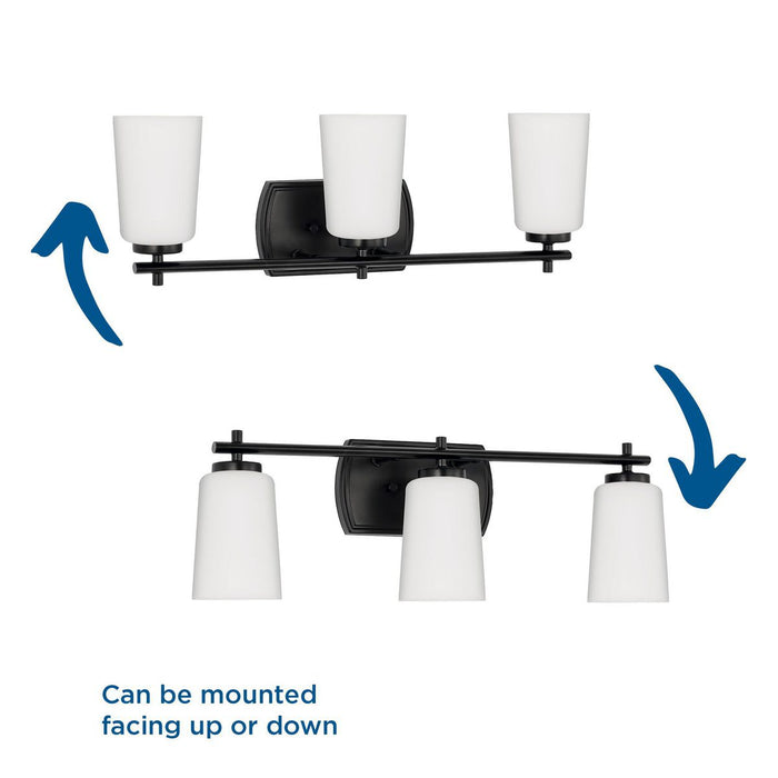 Progress Lighting Adley Collection Three-Light Bath And Vanity Fixture Matte Black (P300467-31M)