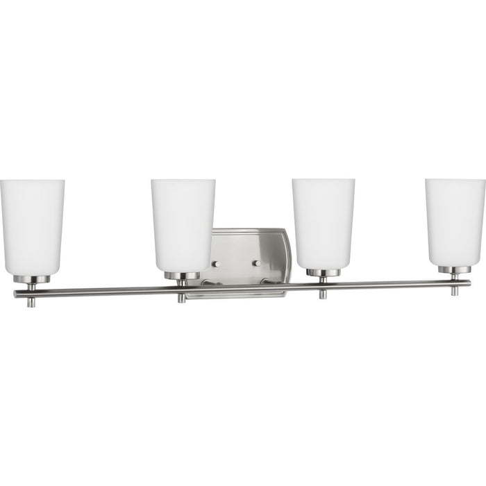 Progress Lighting Adley Collection Four-Light Bath And Vanity Fixture Brushed Nickel (P300468-009)