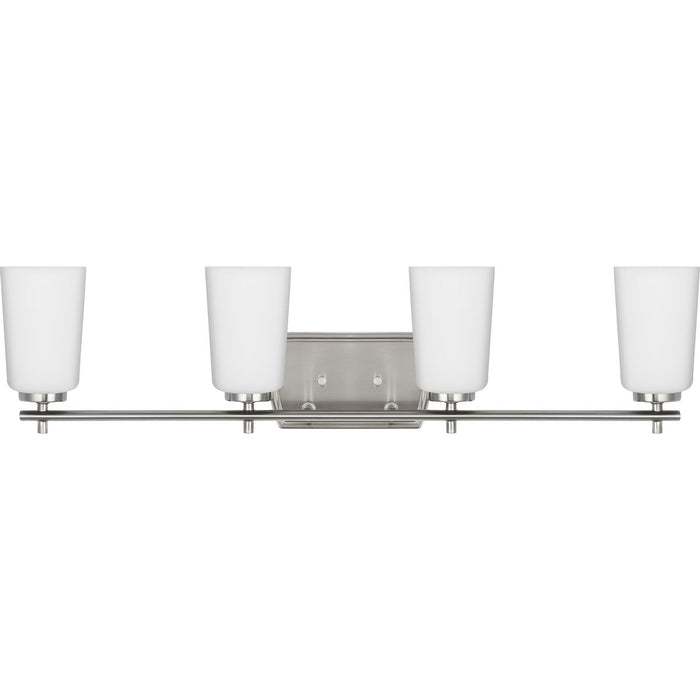 Progress Lighting Adley Collection Four-Light Bath And Vanity Fixture Brushed Nickel (P300468-009)