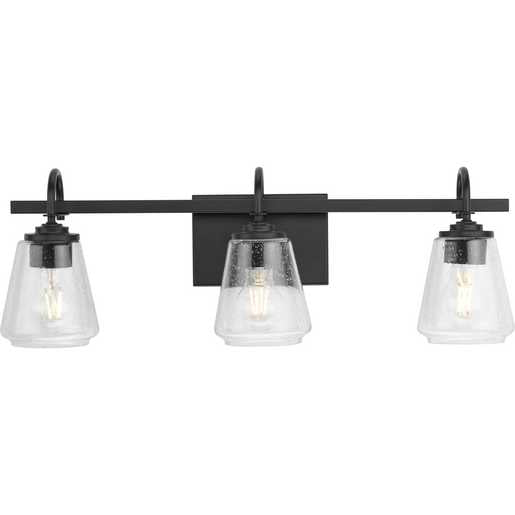 Progress Lighting Martenne Collection Three-Light Bath And Vanity Fixture Matte Black (P300474-31M)