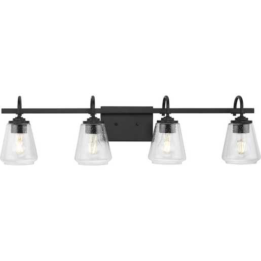 Progress Lighting Martenne Collection Four-Light Bath And Vanity Fixture Matte Black (P300475-31M)