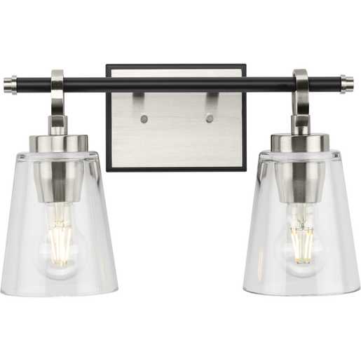 Progress Lighting Cassell Collection Two-Light Bath And Vanity Fixture Brushed Nickel (P300481-009)