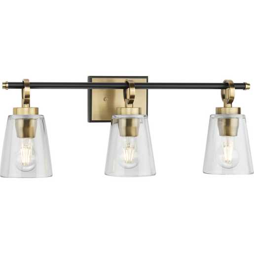 Progress Lighting Cassell Collection Three-Light Bath And Vanity Fixture Vintage Brass (P300482-163)