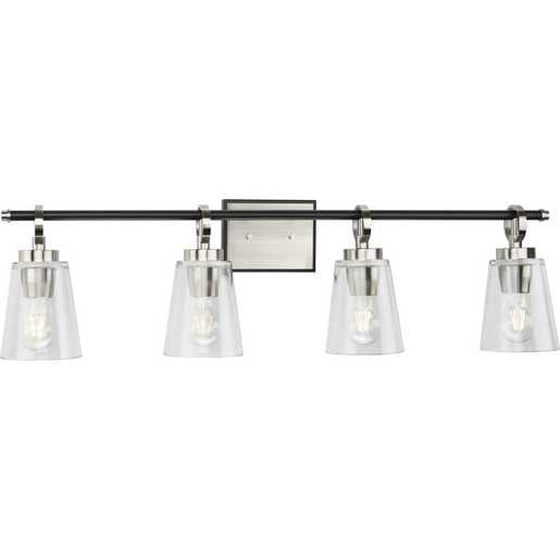 Progress Lighting Cassell Collection Four-Light Bath And Vanity Fixture Brushed Nickel (P300483-009)