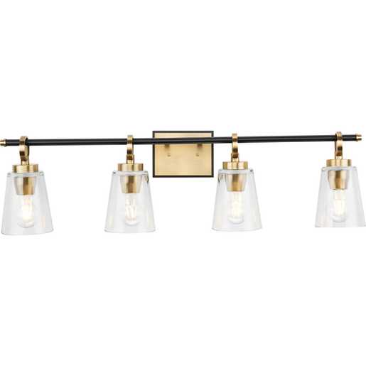 Progress Lighting Cassell Collection Four-Light Bath And Vanity Fixture Vintage Brass (P300483-163)