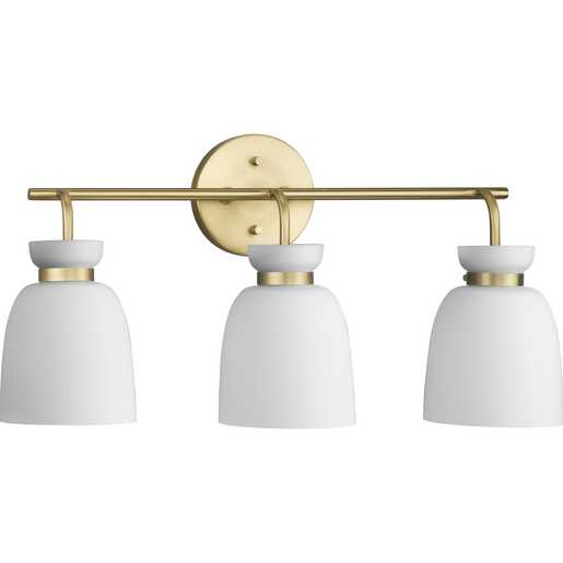 Progress Lighting Lexie Collection Three-Light Bath And Vanity Fixture Brushed Gold (P300486-191)